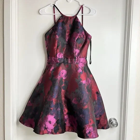 Xscape | Dresses | Xscape Fit Flare Mini Dress 2 Black Red Pink Floral Metallic Cocktail Made In Us | Poshmark Xscape | Dresses | Xscape Fit Flare Mini Dress 2 Black Red Pink Floral Metallic Cocktail Made In Us | Poshmark